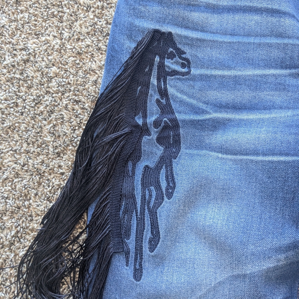 Hellessy Bloomfield Horse Fringe Straight Jeans Size 6 View 5